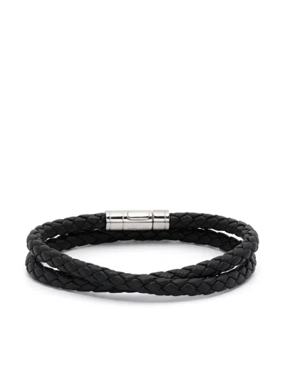 Tom Ford Braided Leather Bracelet In Black