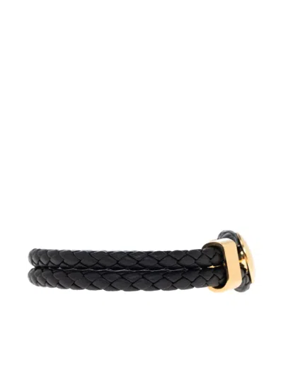 Tom Ford Braided-leather Bracelet In Black