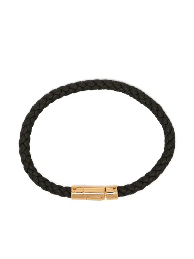 Tom Ford Braided Leather Bracelet In Black