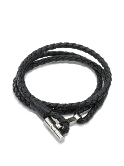 Tom Ford Braided Leather Necklace In Black