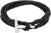 Tom Ford Braided Leather T Bracelet In Black
