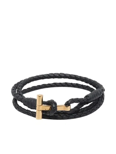 Tom Ford Braided Logo Bracelet In Black