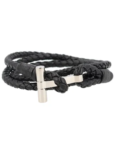 Tom Ford Braided Logo Bracelet In Black