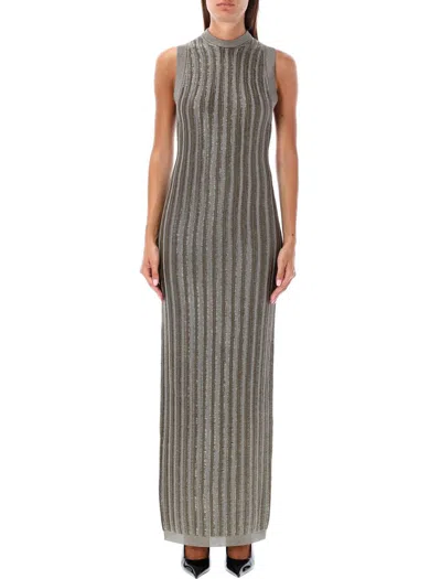 Tom Ford Slinky Ribbed Maxi Dress In Green