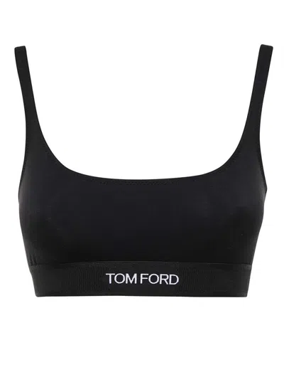 Tom Ford Bralette In Modal Con Logo In Black