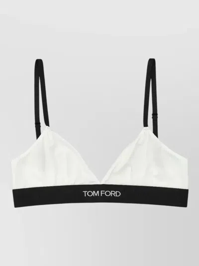 Tom Ford Bralette Logo Design Adjustable Straps Elastic Band In White
