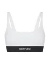 Tom Ford White Bralette With Contrasting Logo Print In Modal Stretch Woman In White