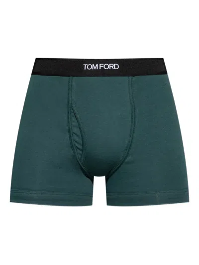 Tom Ford Branded-waistband Boxers In Green