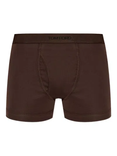 Tom Ford Branded-waistband Boxer Shorts In Brown