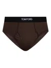 Tom Ford Branded-waistband Briefs In Brown