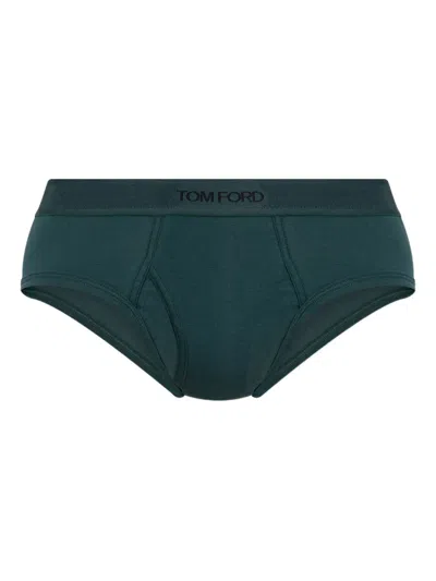 Tom Ford Branded-waistband Briefs In Green