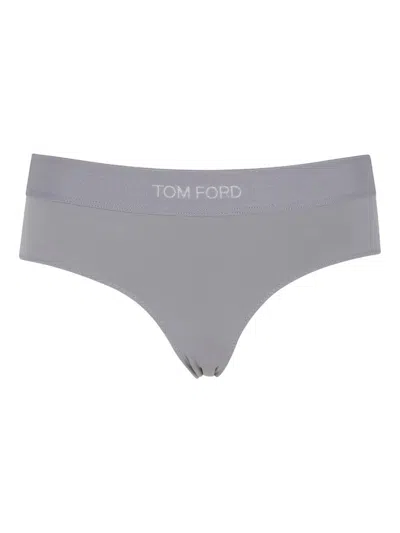 Tom Ford Branded-waistband Modal Socks In Gray