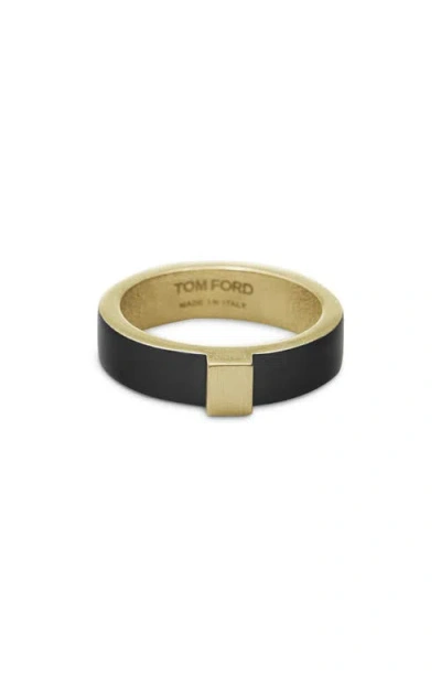 Tom Ford Brass Thin Ring In Animal Print