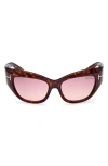 Tom Ford Brianna 55mm Gradient Cat Eye Sunglasses In Classic Havana/purple Pink
