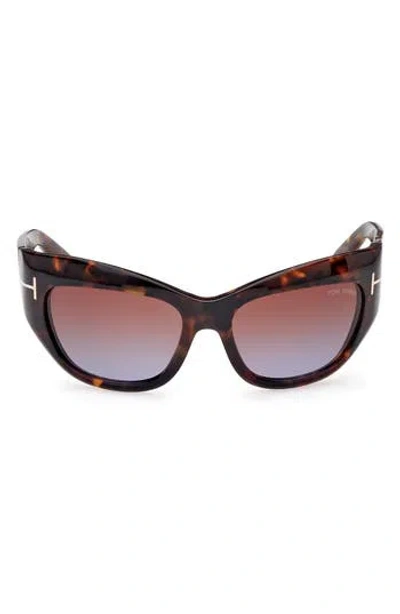 Tom Ford Brianna 55mm Gradient Cat Eye Sunglasses In Dark Havana/brown Lilac