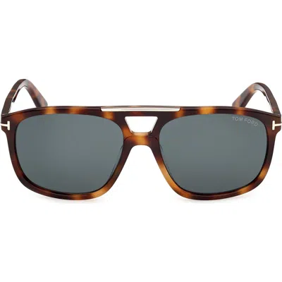 Tom Ford Brianna 58mm Gradient Navigator Sunglasses In Shiny Classic Havana Shiny Rose Gold/t/logo