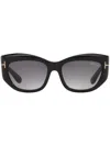 Tom Ford Womens Black Tr001702 Brianna Cat-eye Acetate Sunglasses In Black