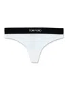 Tom Ford Signature White Thong With Branded Waistband In Stretch Modal Woman In White