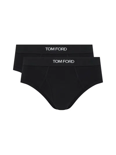Tom Ford Two-pack Stretch Cotton And Modal-blend Briefs In Black
