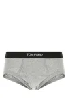 Tom Ford Logo-waist Briefs In Gray