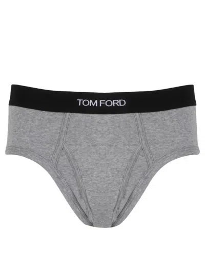 Tom Ford Briefs With Logo In Gray