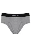 Tom Ford Logo Embroidered Briefs In Grey