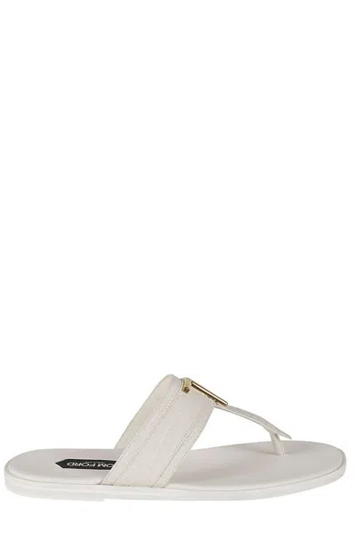 Tom Ford Brighton Embellished Suede Sandals In White