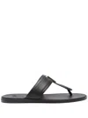 Tom Ford Brighton Leather Flip-flops In Black And Gold In Black