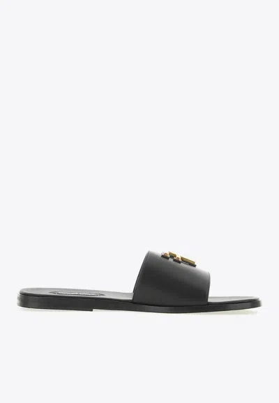 TOM FORD BRIGHTON T BUCKLE LEATHER SLIDES