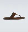 Tom Ford Brighton Tf Suede Thong Sandals In Cigar