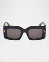 Tom Ford Brigitta Rectangle Acetate Sunglasses In Shiny Black