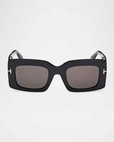 Tom Ford Brigitta Rectangle Acetate Sunglasses In Black