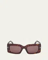Tom Ford Brigitta Rectangle Acetate Sunglasses In Shiny Dark Havana