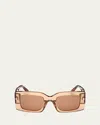 Tom Ford Brigitta Rectangle Acetate Sunglasses In Shiny Transp Beige