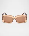 Tom Ford Brigitta Rectangle Acetate Sunglasses In Shiny Transp Beige