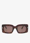 Tom Ford Brigitta Rectangular Sunglasses In Brown