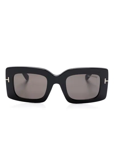 Tom Ford Brigitta Rectangle Acetate Sunglasses In Black