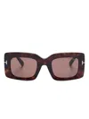 Tom Ford Brigitta Rectangle Acetate Sunglasses In Brown