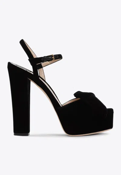 Tom Ford Brigitte Bow-embellished Velvet Platform Sandals In Black
