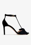 Tom Ford Black Medium Heeled Viscose Sandals With Golden Buckle In Black