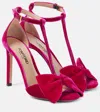 Tom Ford Brigitte Bow Velvet Sandal In Crimson Pink