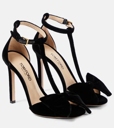 Tom Ford Brigitte Velvet Sandals In Schwarz