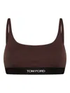 Tom Ford Brown Bralette With Contrasting Logo Print In Brown