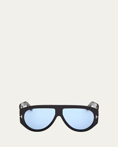 Tom Ford Bronson 60mm Acetate Pilot Sunglasses In Metallic