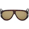 Tom Ford Bronson 60mm Aviator Sunglasses In Brown