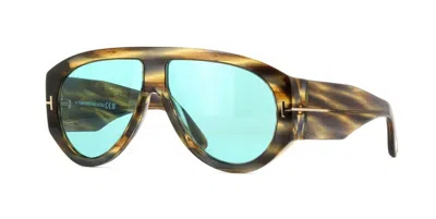 Pre-owned Tom Ford Bronson Ft 1044 Striped Brown/blue (56v) Sunglasses
