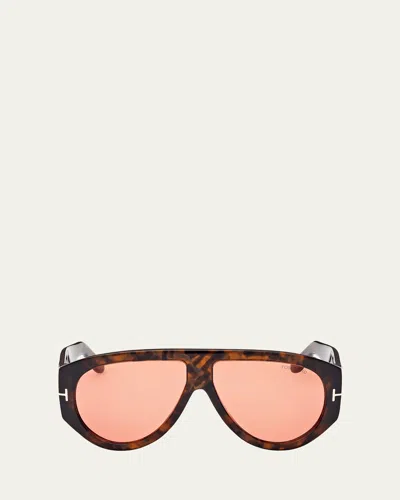 Tom Ford Bronson Havana Acetate Aviator Sunglasses In Brown