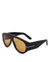 Tom Ford Bronson T-monogram Round Acetate Sunglasses In Brown