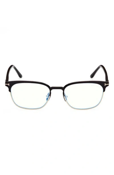 Tom Ford Browline 53mm Blue Light Blocking Glasses In Metallic