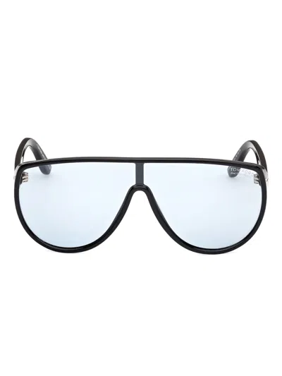 Tom Ford Achilles 138mm Shield Sunglasses In Blue